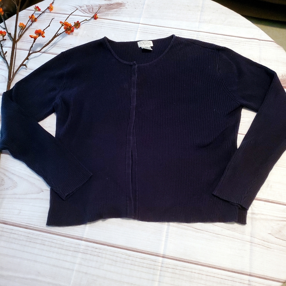 5/25 Will Smith Navy Blue Ribbed Snap Closure Cardigan Cotton L